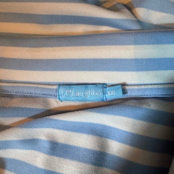 J McLaughlin Polo Shirt Mens Size XXL Short Sleeve Golf Athleisure Blue Striped - Picture 4 of 7